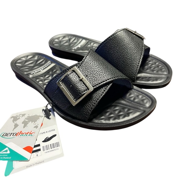 Aerothotic Shoes - Aerothotic Sandals Slides Arch Support Black Size 6